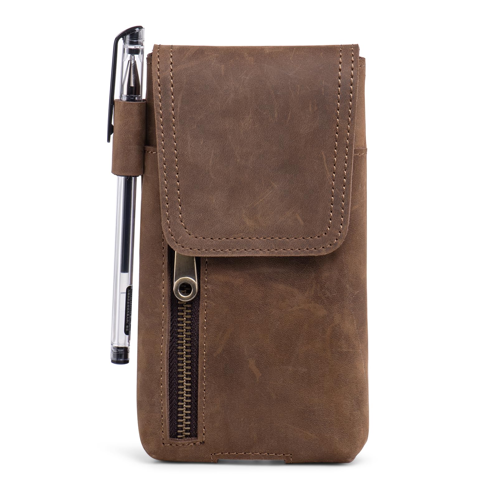 HengwinHengwin Genuine Leather Belt Pouch Mobile Phone Case for Samsung Galaxy S25 S24 S23 S22 S21 Ultra, S25+ iPhone 16 Pro Max 16 Plus, 15Plus 15 14 13 12 ProMax Mobile Phone Holster
