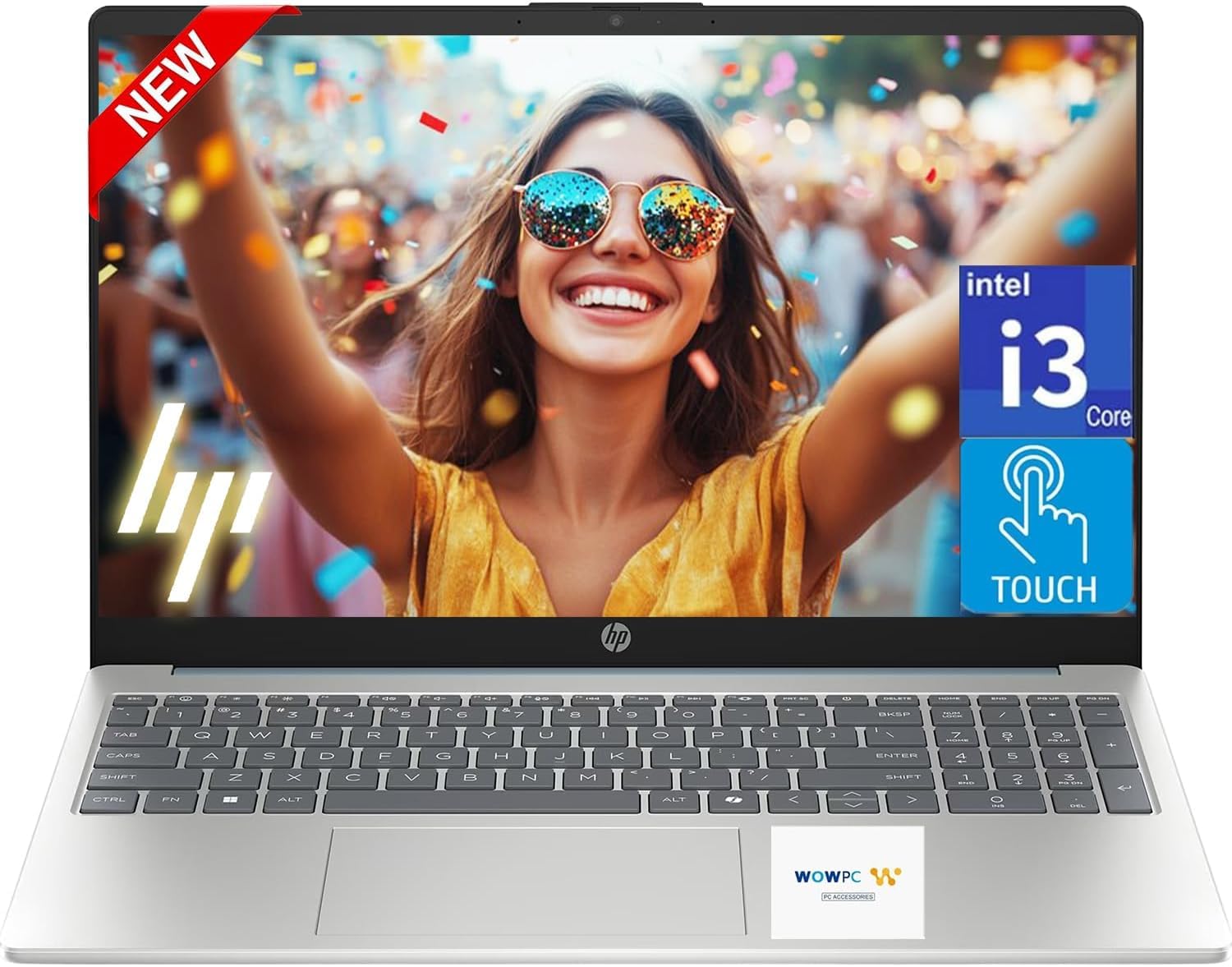 New 15.6" FHD Touchscreen Laptop 2025/2026 Model, Powerful 13th-Gen Intel Core i3 CPU (8-Core), 16GB RAM, 256GB SSD, USB-C, HDMI, Windows 11, Microsoft Office, Moonlight Blue, w/WOWPC USB