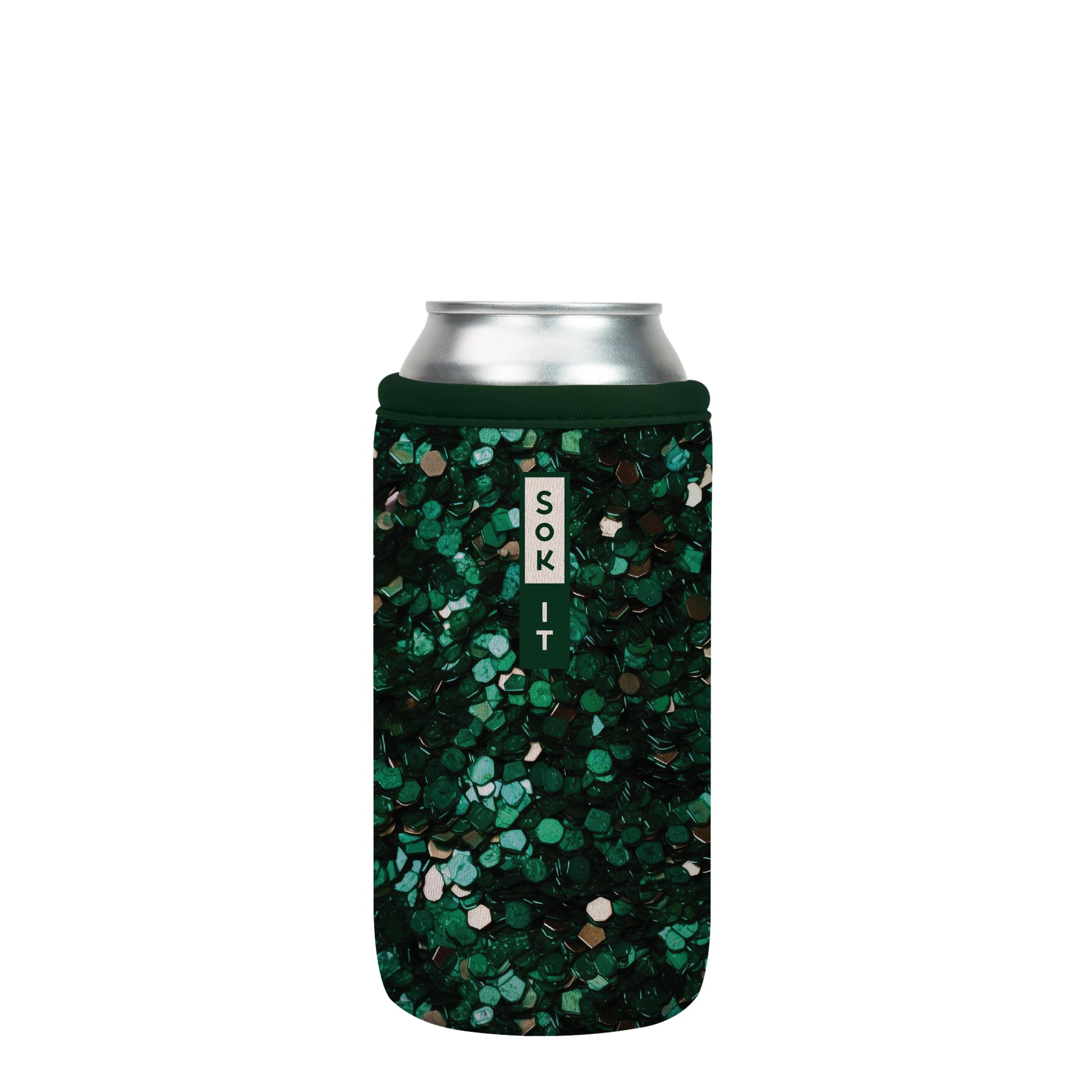 Sok It CanSok Sleeve for Beer & Soda Insulated Neoprene Cover (Glitterally Perfect, 16oz Can Sleeve)