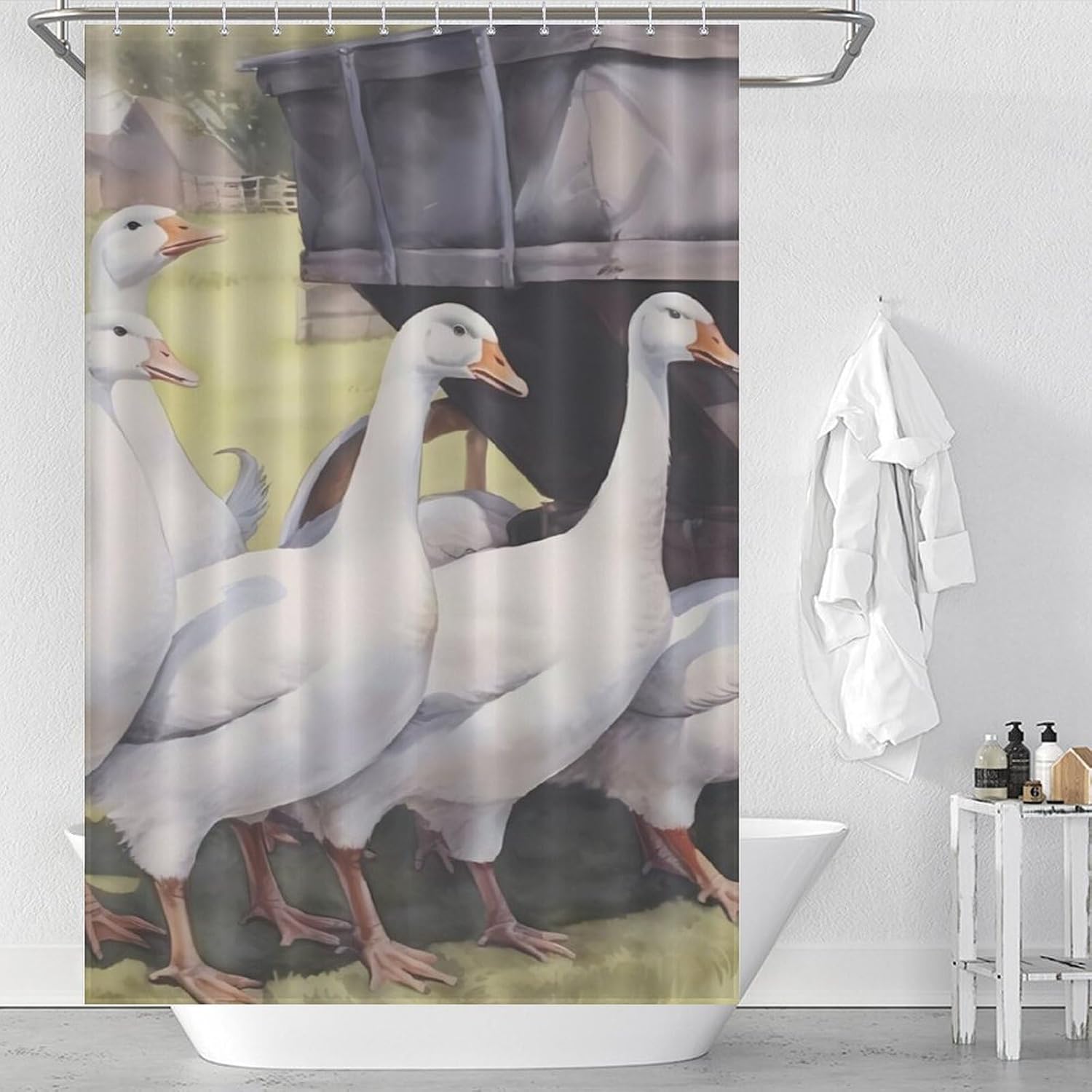 Geese Leisure Time Funny Shower Curtains Washable Bath Curtain Liner with Hooks for Bathroom Bath Tubs