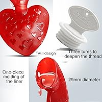 Vista 2 de Botella de agua caliente en forma de corazón de 16.9 fl oz con tapa suave, bolsa de agua caliente para aliviar el dolor, calambres, espalda, cuello