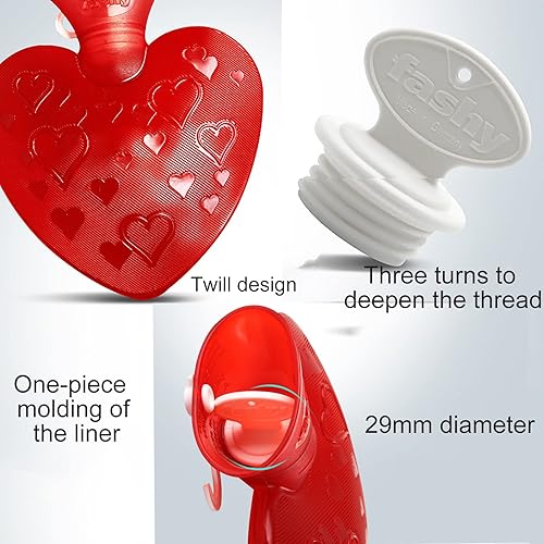 Miniatura 3 de Botella de agua caliente en forma de corazón de 16.9 fl oz con tapa suave, bolsa de agua caliente para aliviar el dolor, calambres, espalda, cuello,