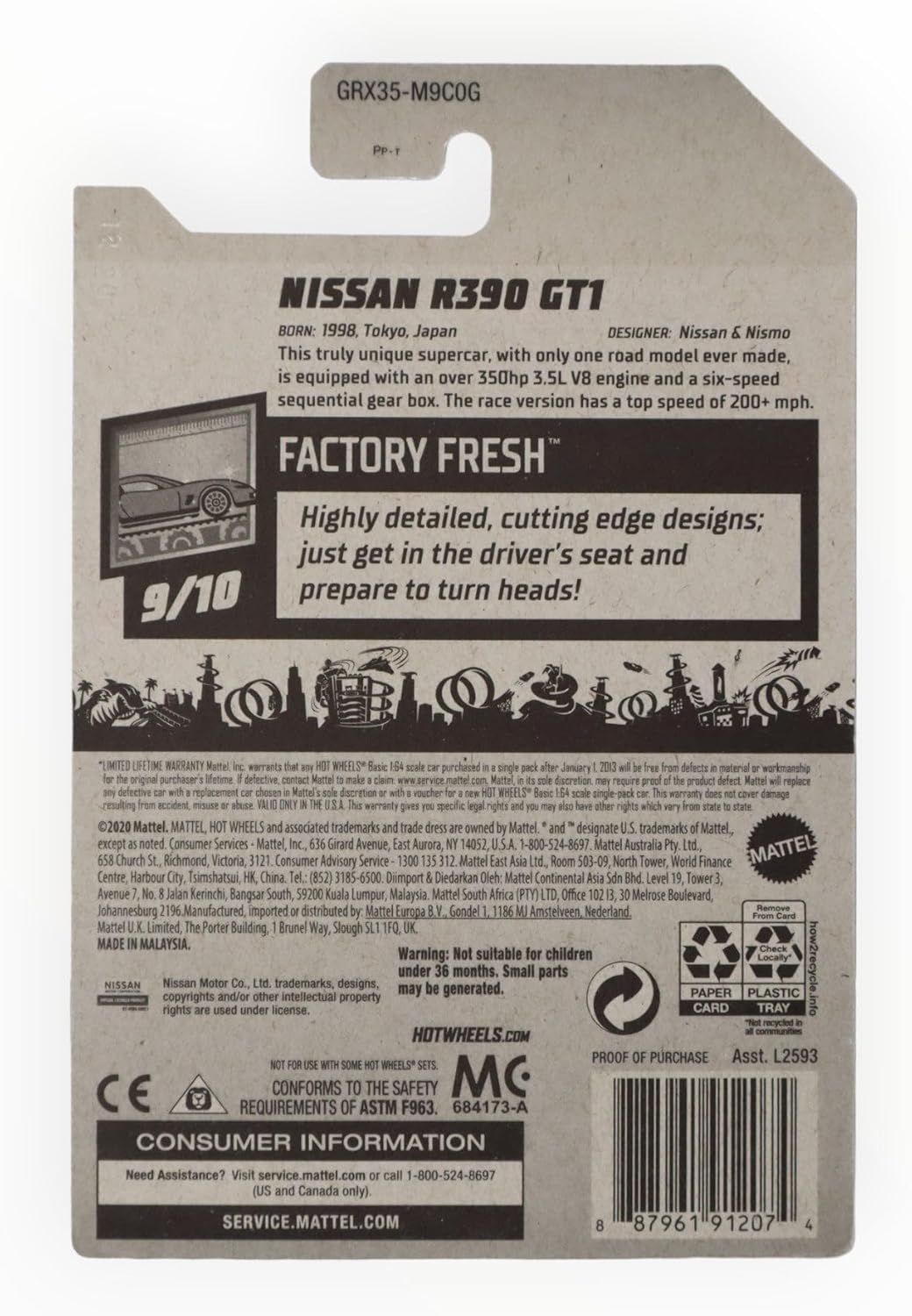 Hot Wheels Nissan R390 GT1, [Blue] 138/250 Factory Fresh 9/10