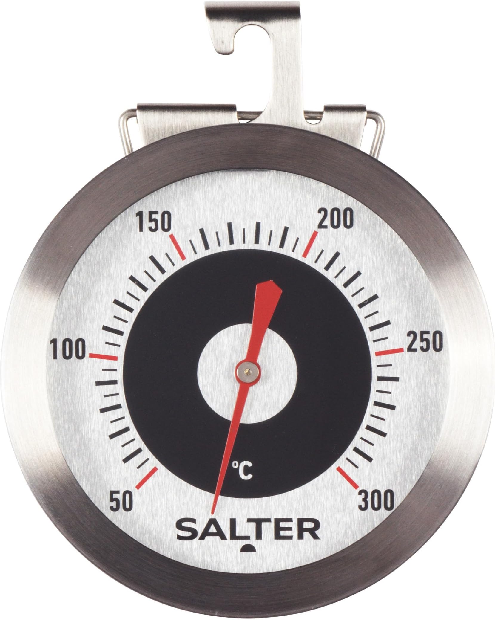 Salter 513 SSCR Oven Thermometer - Stainless Steel Dial, Food Baking, Temperature Gauge 50 300C, For Home/Kitchen, Hang or Stand in Oven, Instant Read, Adjustable Viewing Angle, Bold Display