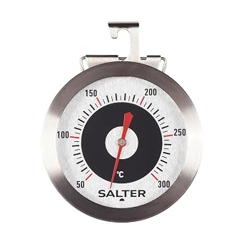 مقياس حرارة الفرن Salter 513 SSCR - قرص من الفولاذ المقاوم للصدأ، خبز الطعام، مقياس درجة الحرارة 50300 درجة مئوية، للمنزل/المطبخ، معلق أو حامل في الفرن، قراءة فورية، زاوية عرض قابلة للتعديل، شاشة جريئة