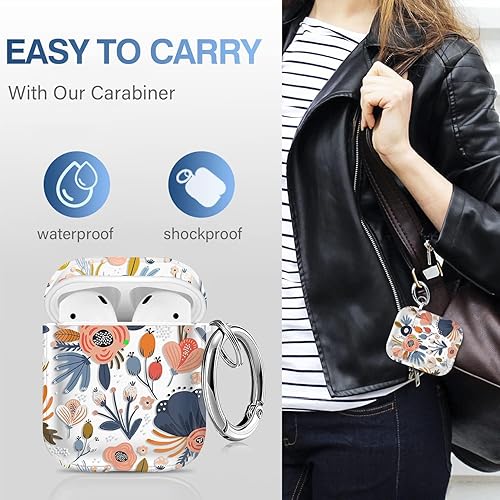 Vista 280 de Maxjoy for AirPods 2nd Generation Case, Unique Design Hard Protective Shockproof Airpods Case Cover with Keychain Compatible with Apple AirPods Sea