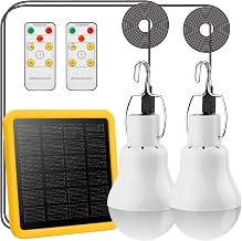 2 Pack Solar Powered Led Shed Light Bulb, TechKen Portable Lantern Lamp with Panel for Indoor Outdoor Kitchen Garden Patio Yard Hiking Camping Tent Fishing (UK4)