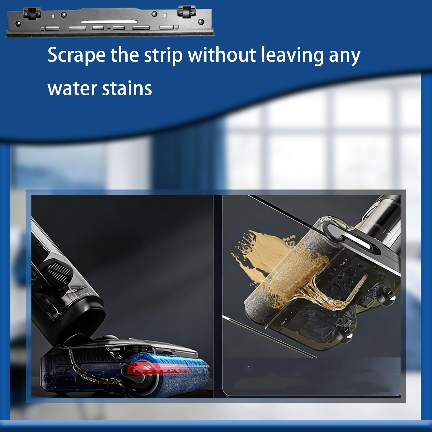 Replacement Wiper Strip Compatible with Tineco Floor ONE S7 Stretch Ultra, Wet and Dry Vacuum Cleaner, Vacuum Cleaner Scraper (2Pcs Wiper Strip, 4Pcs Wheel)