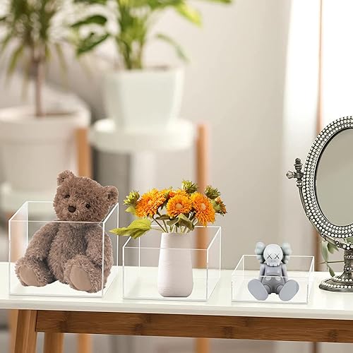 Miniatura 4 de Paquete de 6 cajas de acrílico transparente de acrílico transparente, cajas de exhibición de acrílico transparente, elevadores de anidación con