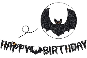 Black Glitter Happy Birthday Halloween Party Decorations