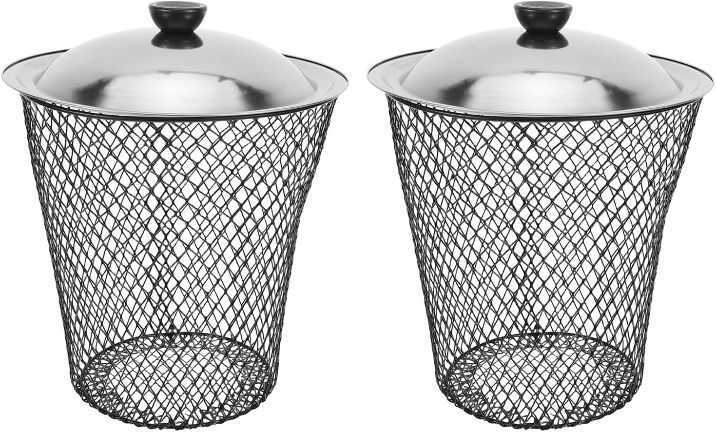 2PCS Underground Compost Bin: Outdoor Worm Bins for Composting - Garden Vermicomposting Container for Beginners - Metal Trash Can with Lid