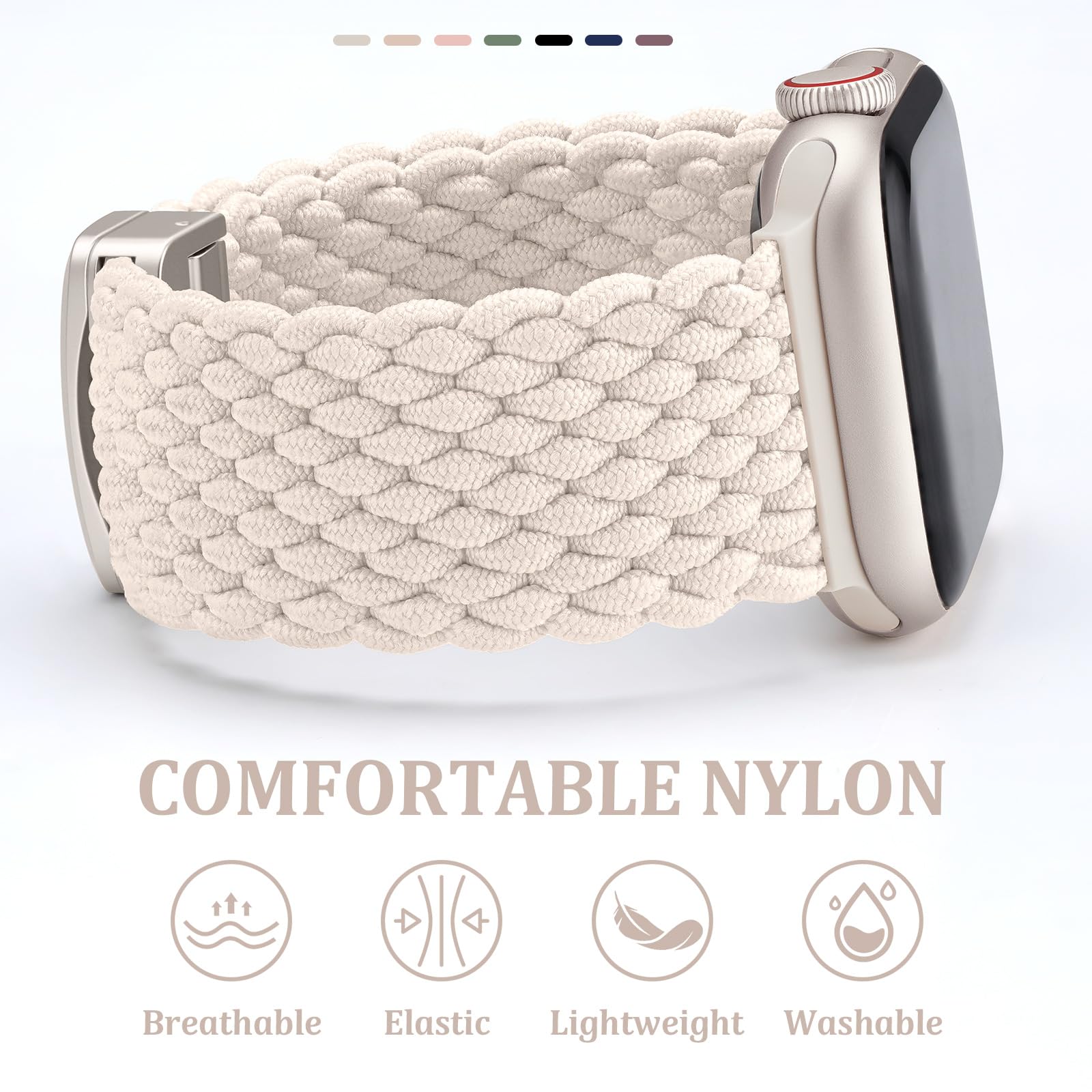 AMSKY Geflochtenes Elastisch Kompatibel mit Apple Watch Armband 40mm 44mm 42mm 46mm 41mm 45mm 38mm Damen Herren, Sport Textil Stoff mit Magnetschnalle für iWatch Series 11 10 9 8 7 6 5 4, SE 3 2 1