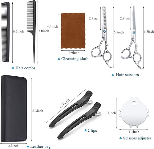 Miniatura 4 de Aethland - Juego de tijeras de corte de cabello, juego de tijeras profesionales de peluquería (tijeras de adelgazamiento para recortar, moldear y