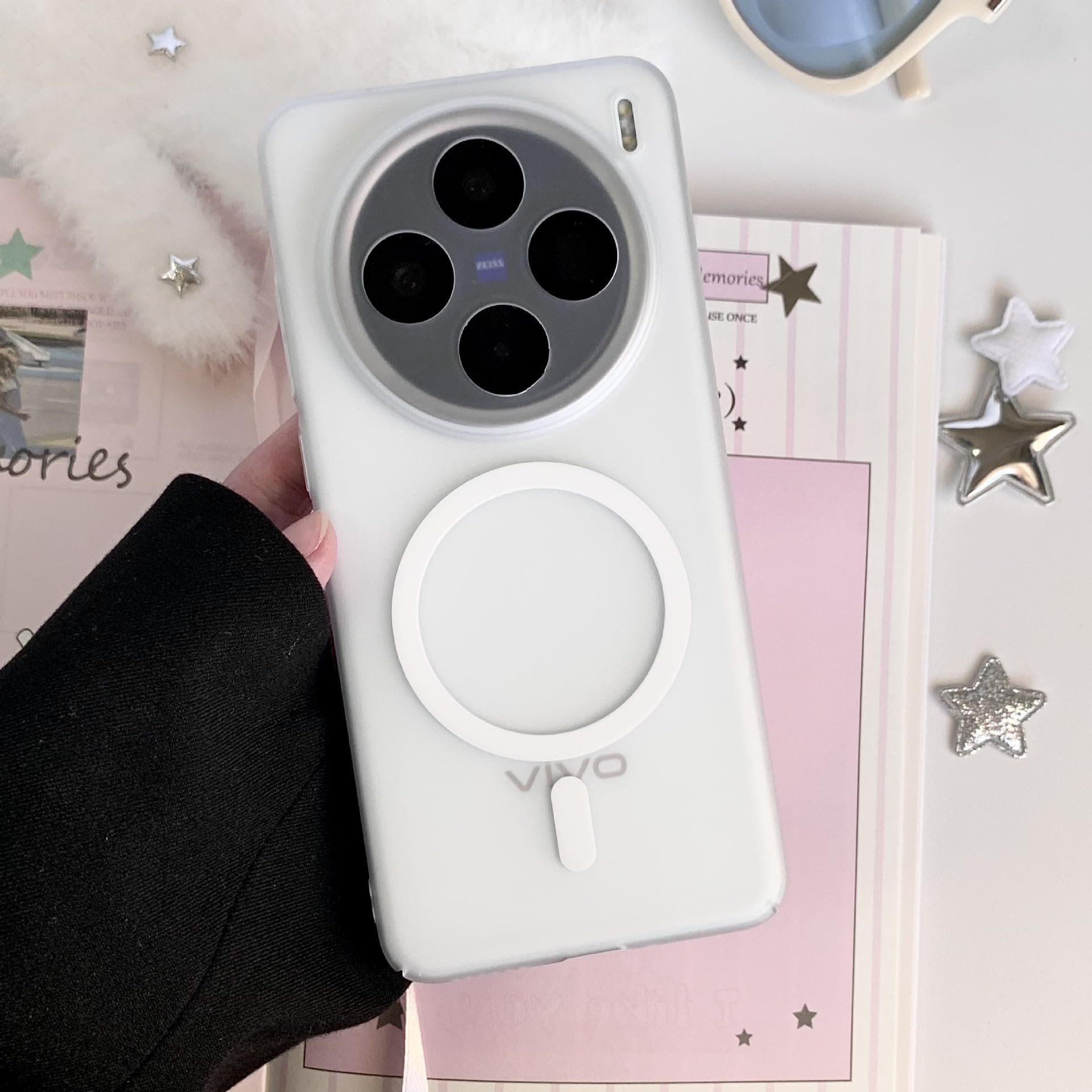 Magnetic Silicone Case for Vivo X200 Pro Case [Compatible with Magsafe] Translucent Matte Slim Shockproof Women Men Girls Boys Anti-Scratch Protective Cover Cases for Vivo X200 Pro，White