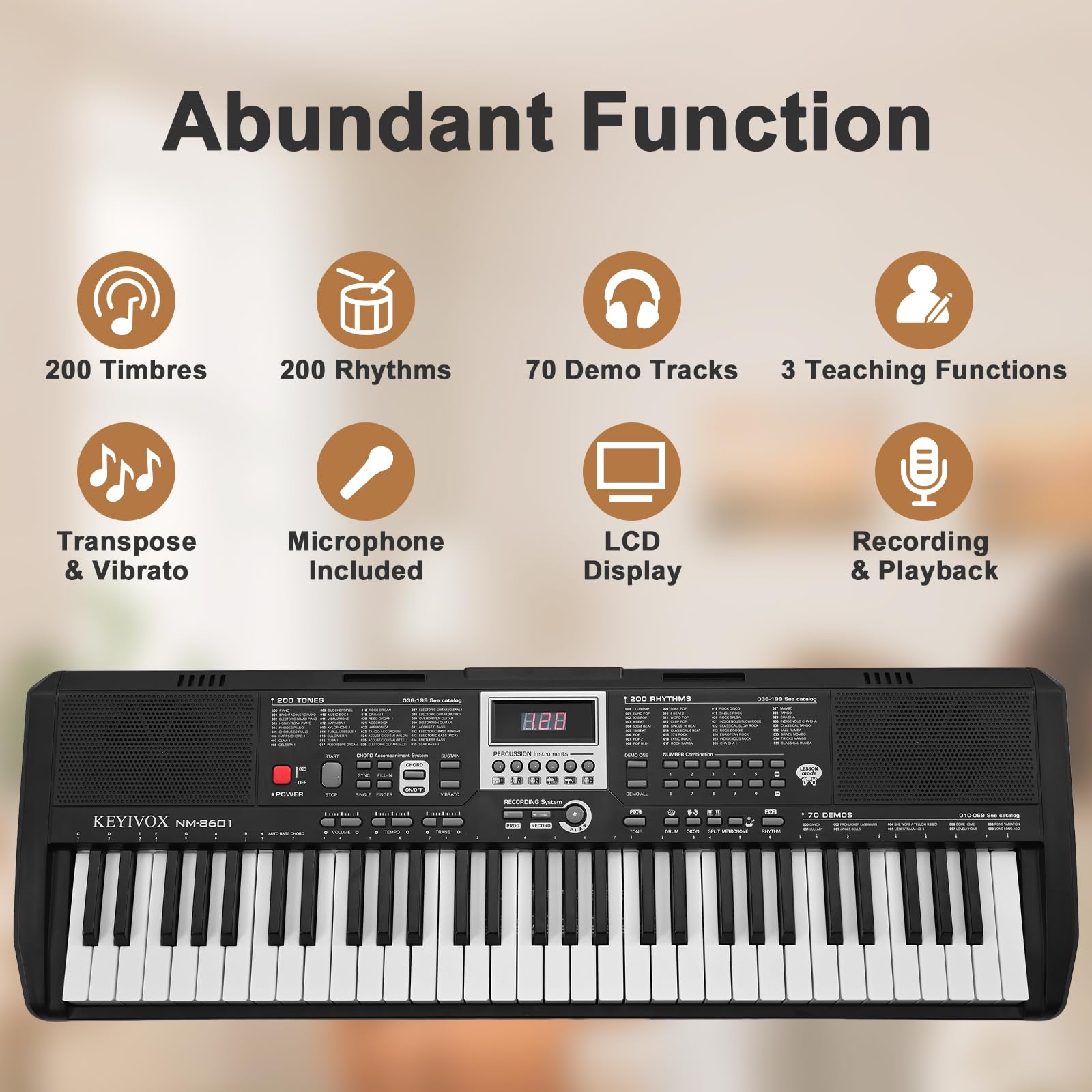 Amazon.com: KEYIVOX 61-Key Portable Electronic Piano Keyboard with