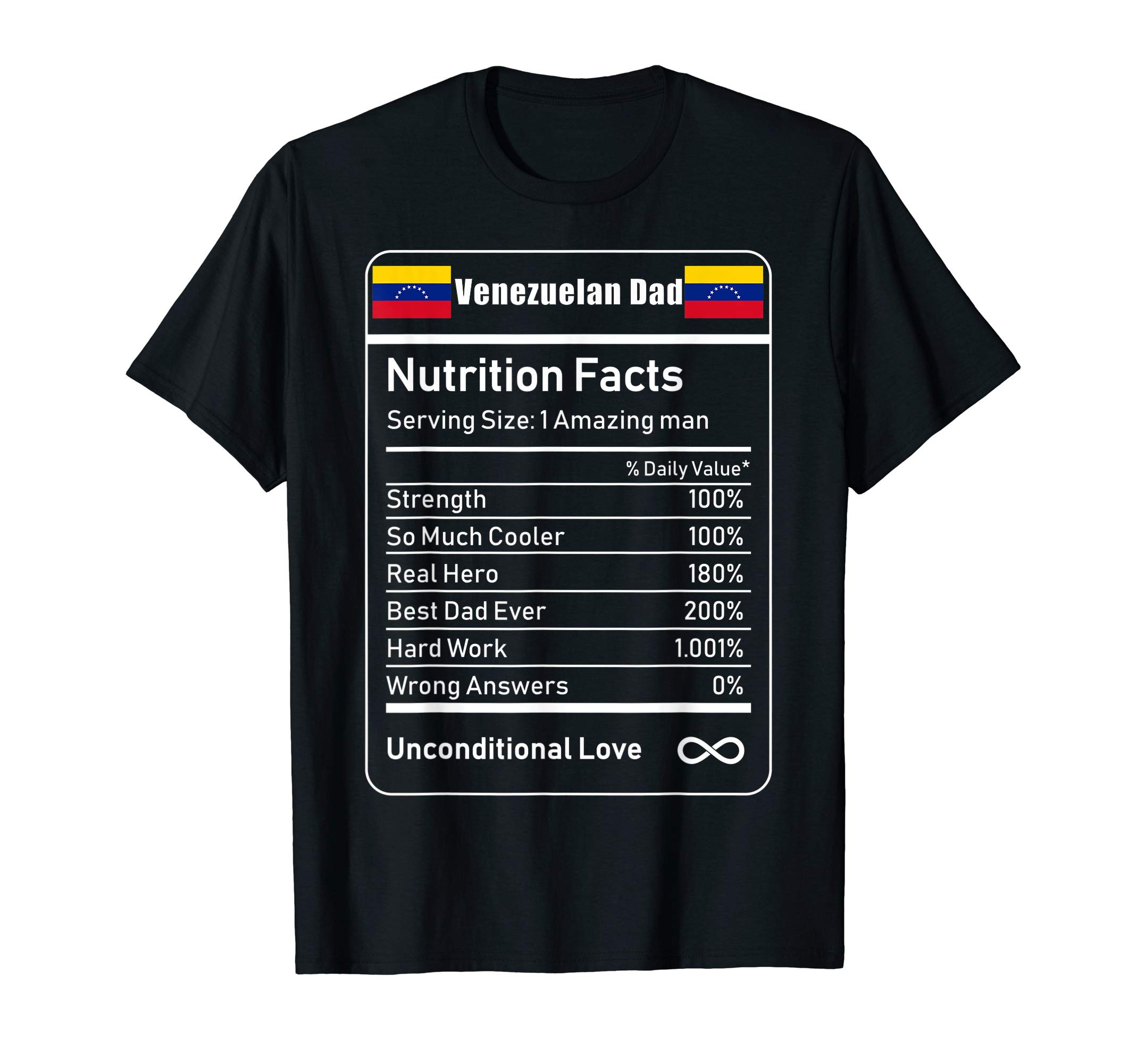 Check out my other Venezuela T-shirtsVenezuelan Dad Nutrition Facts Father's T-Shirt