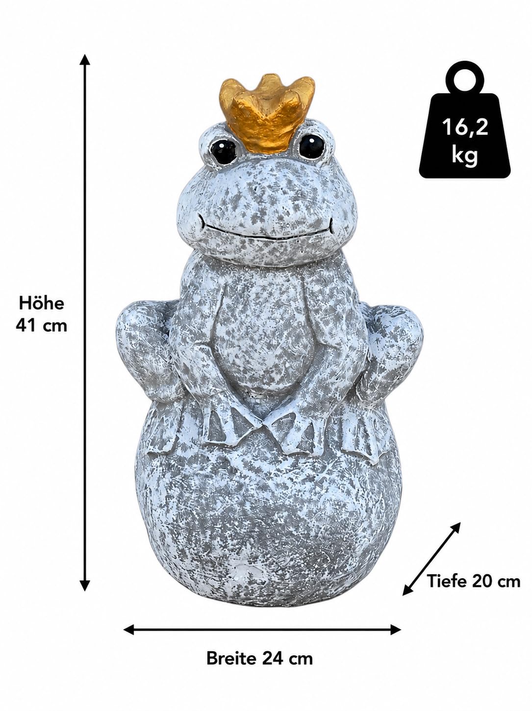stoneandstyle Froschkönig auf Kugel aus Steinguss frostfest | wetterfeste Gartenfigur Frosch mit Krone für Garten, Terrasse & Teich
