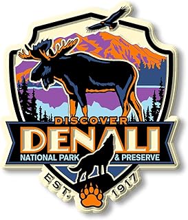 Denali National Park Magnet by Classic Magnets, 3" x 3.4", Collectible 3D Rubber Vintage-Style Souvenirs and Gifts Made in The USA
