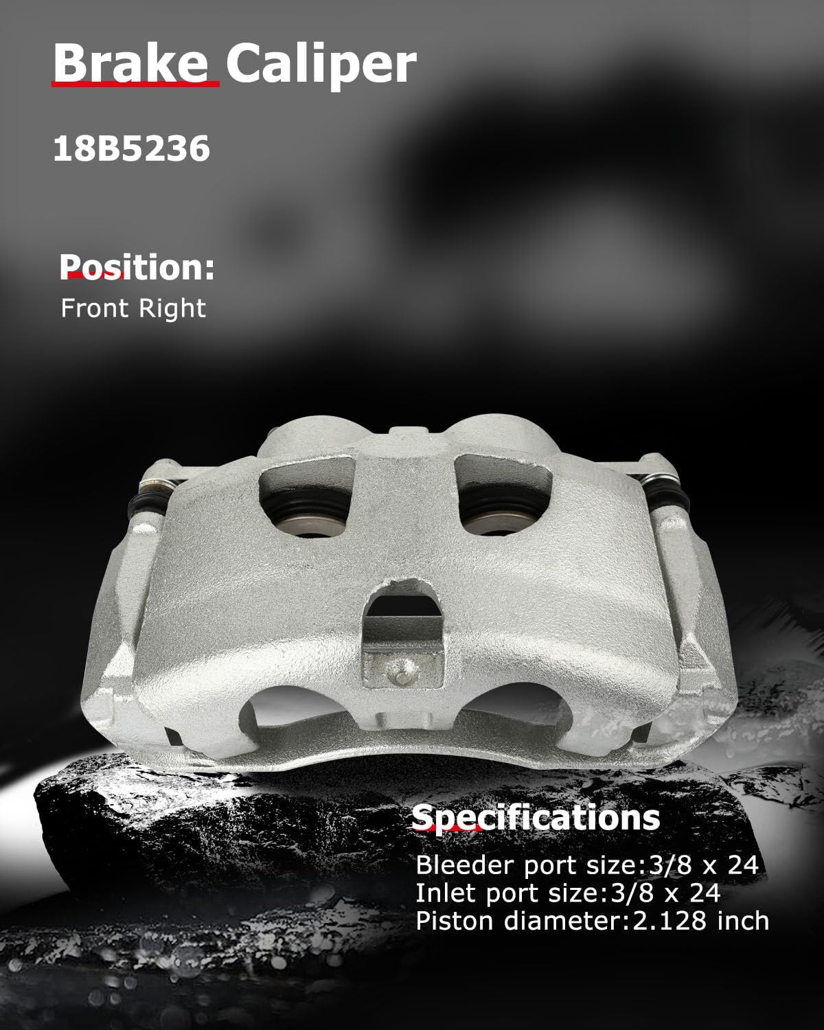 cciyu Front Right Brake Caliper Assembly w/Bracket 18B5236 2010-2021 For Ford For Expedition,2010-2011 For Ford For F-150,2010-2011 For Lincoln For Mark LT,2010-2021 For Lincoln For Navigator