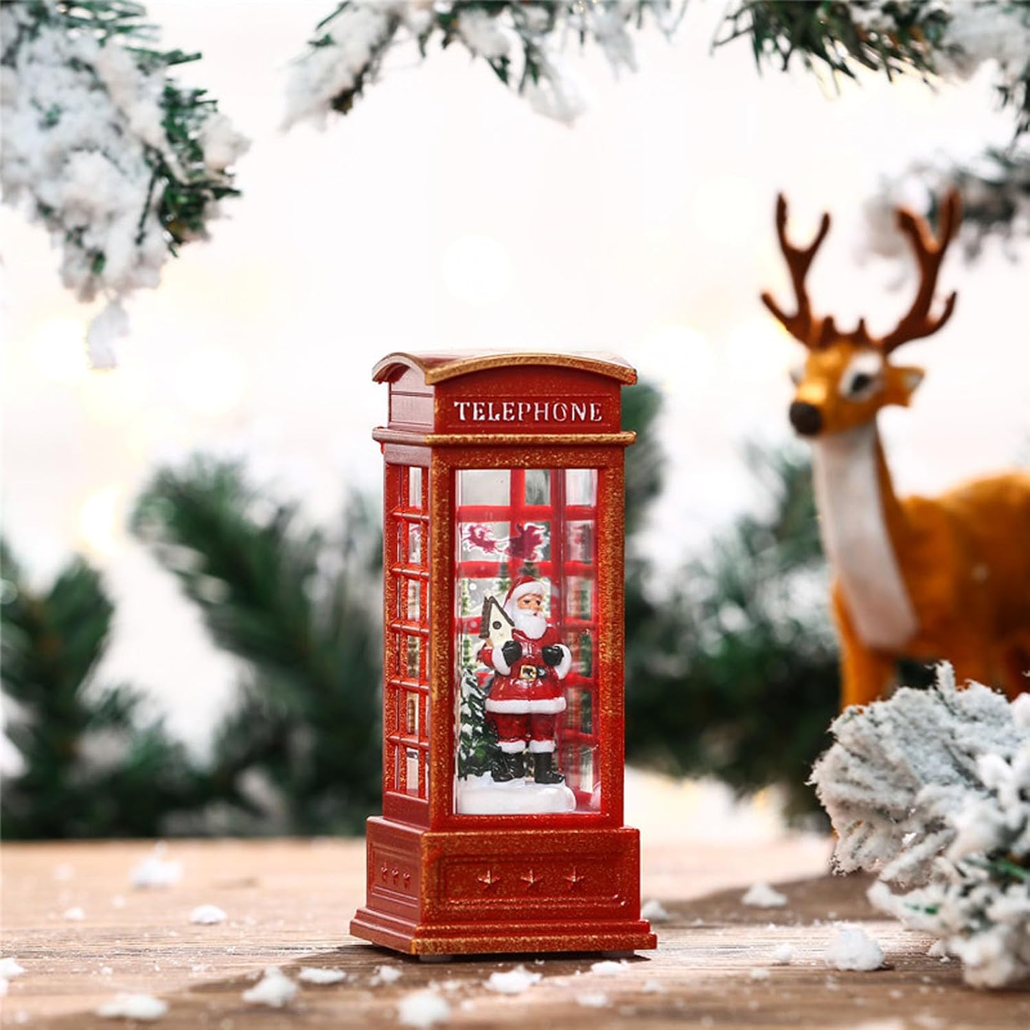 Festival Crystals Snowflake Phone Booth Lamp Holiday Decoration for Home or Party Christmas Tree Toppers Decoration