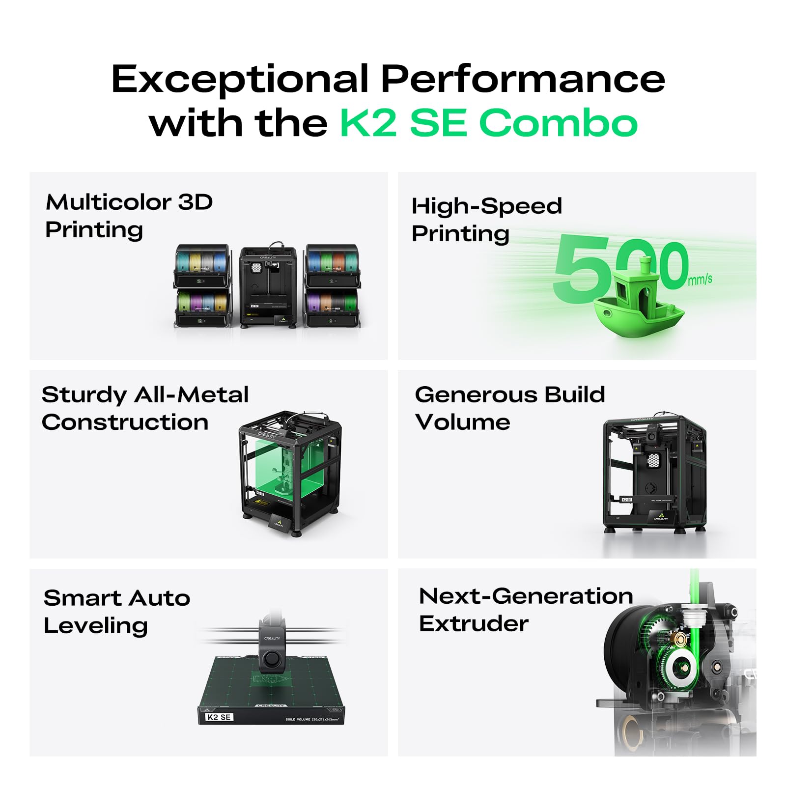 Creality K2 SE Combo drukarka 3D z CFS, wielokolorowa, do 16 kolorów, 500 mm/s, High-Speed, automatyczne poziomowanie, wytłaczarka Direct Drive, 220 x 215 x 245 mm