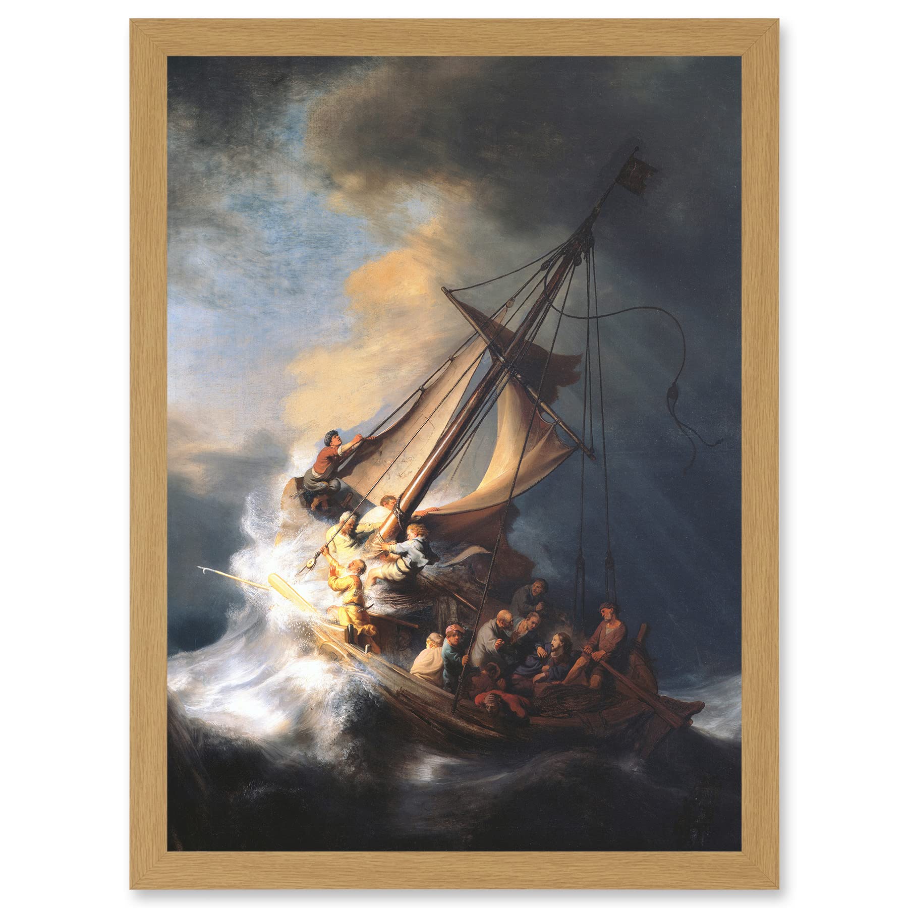 Artery8 Rembrandt Christ Storm On Lake Of Galilee Sailing Ship A4 Artwork Framed Wall Art Print