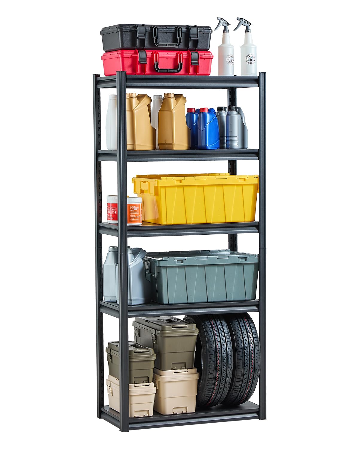 VEVOR Storage Shelves, 2000 lbs, 5 Tier Garage Storage Shelving, 16" D x 32" W x 72" H Adjustable Metal Shelves for Garage Shelves Utility Rack Shelf,