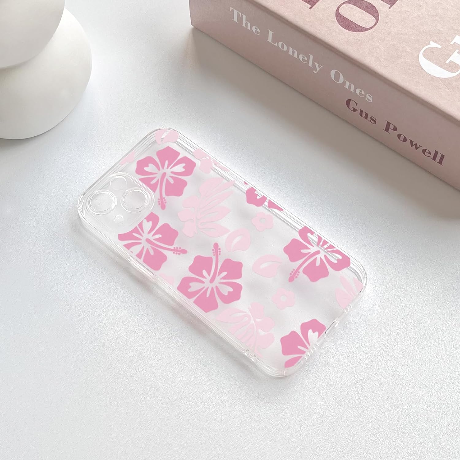 NITITOP Compatible with iPhone 14 Case Cute Clear Aesthetic Floral Flower Hibiscus Pattern for Girls Women Soft TPU Full Camera Lens Shockproof Protective Phone Cover - Pink - Image 7