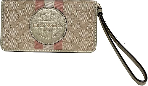 Coach Signature - Cartera grande para teléfono ImLt KhakiMetallic Soft Gold Cartera para teléfono