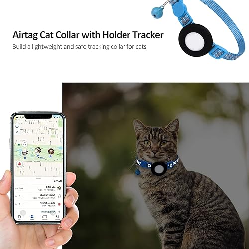 Miniatura 2 de Collar para gato Airtag, collar de gato Apple Air Tag con hebilla de seguridad y campana, collar reflectante para gato de 38 pulgadas de ancho con