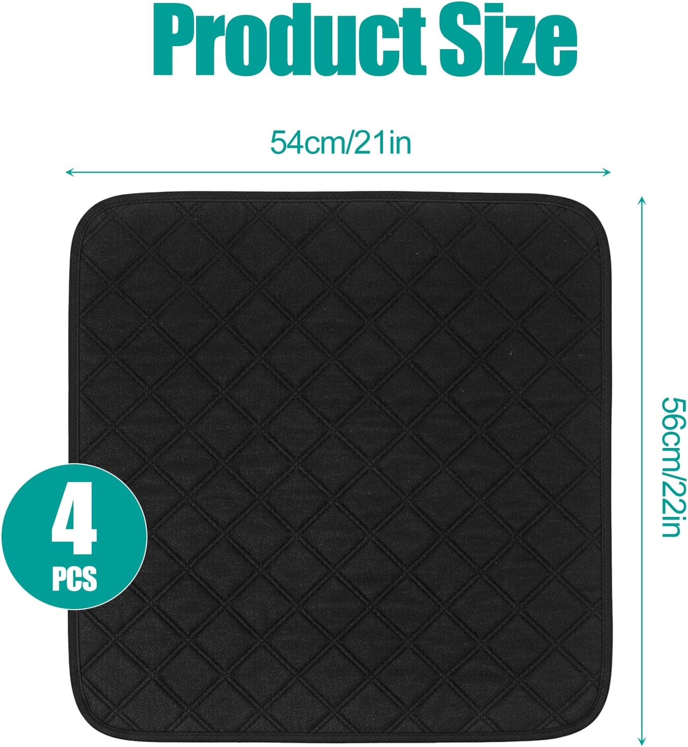 4 Pack Waterproof Chair Pads for Incontinence, 22" x 21" Reusable Seat Protector Pads, Washable Chair Protector Seat Cover, Non-Slip Absorbent Incontinence Pad for Bed, Wheelchair, Kid, Pet