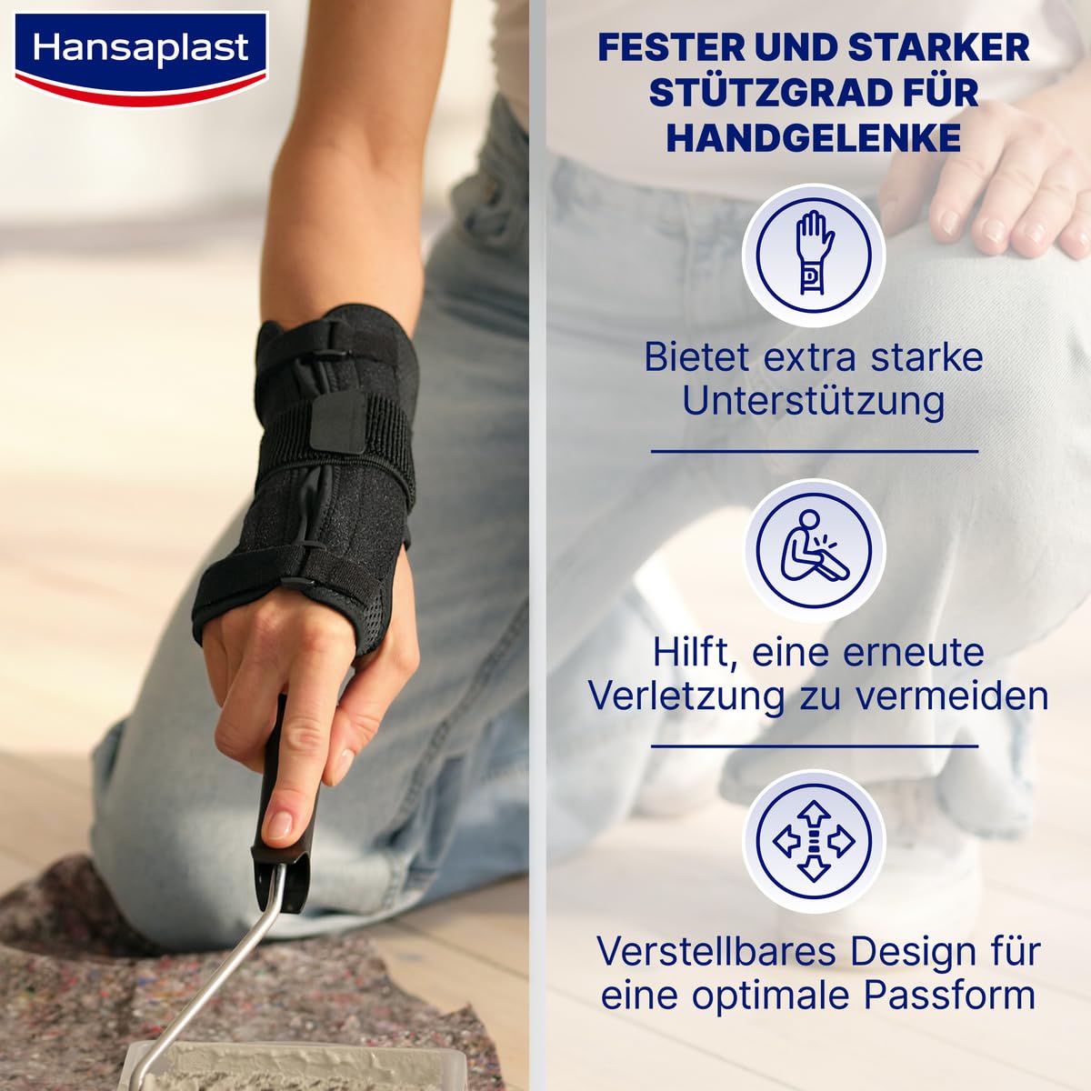 Hansaplast Protective stabilisierende Handgelenk-Bandage, Hangelenkschoner unterstützt & entlastet das Gelenk, Handgelenkstütze fördert die Regeneration, Unisex