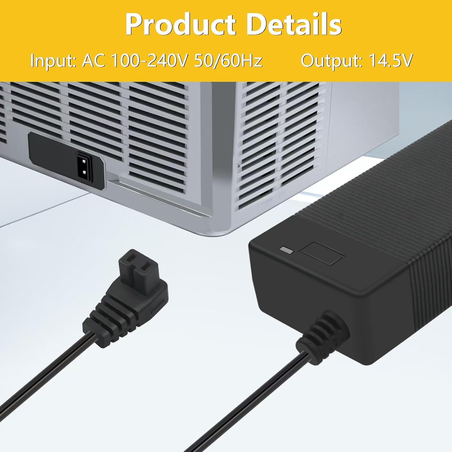 14.5V AC Adaptor Car Refrigerator for Alpicool, Bodega, Euhomy, BougeRV, ARB, ICECO, JoyTutus, Setpower(AC Adapter Only) 110~240V AC Power Cord for Car Freezer Portable Fridge Refrigerator