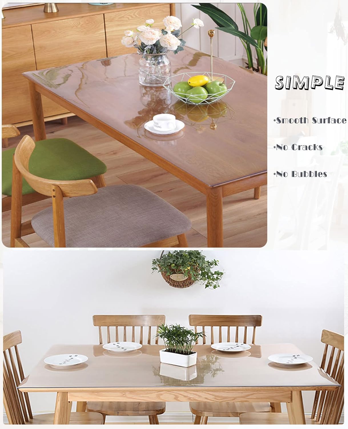 Clear Plastic Table Protector Waterproof Desk Top Glass Protective Mat Transparent Tablecloth Tabletop Protector PVC Vinyl 19x32 Inch 1.5mm Thick