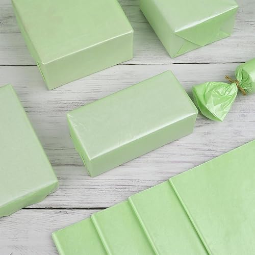 Miniatura 4 de Bolsome 100 hojas de papel de seda verde metálico de 20 x 14 pulgadas para envoltura de regalos, papel de seda perlado para bolsas de regalo para