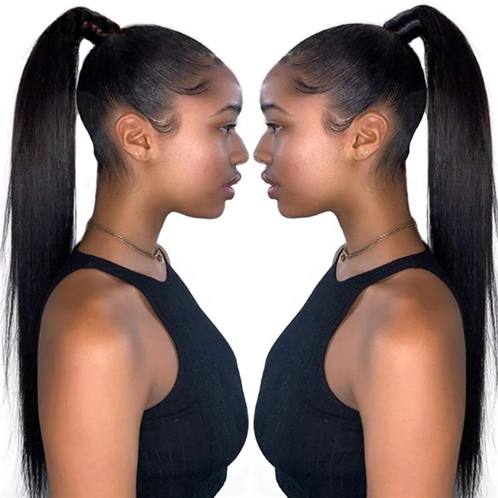 Pelo de cola de caballo Extensión de cola de caballo larga y recta, cabello humano Real con cordón, postizo de cola de caballo, Color Natural, Clip de pelo Remy en postizo de cola de caballo recta Ext
