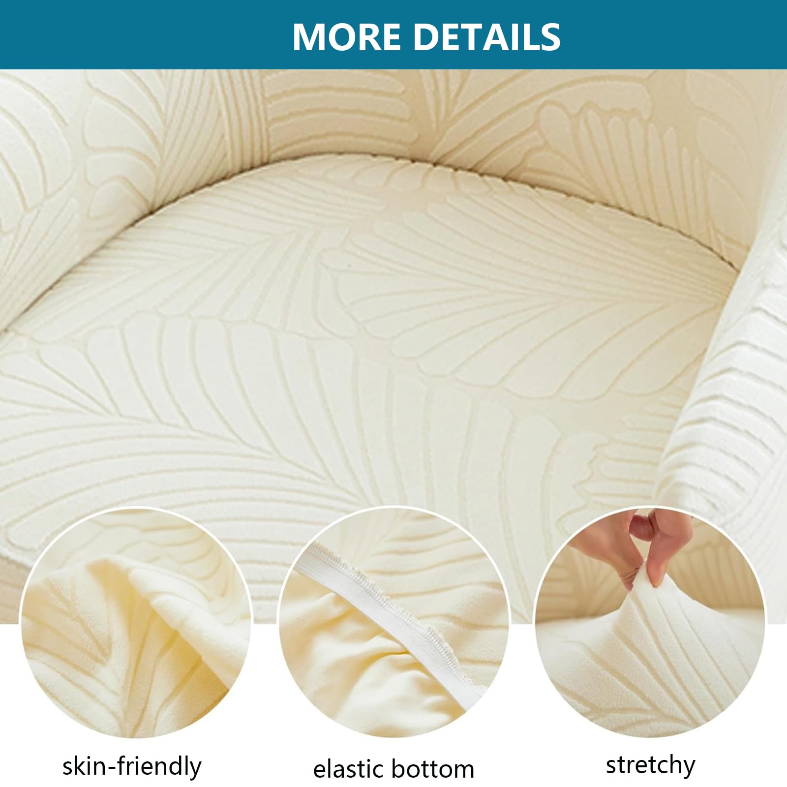 Coprisedia con schienale curvo, con braccioli, elasticizzati, per sedia da ufficio e scrivania, con fondo elastico (beige, set di 6)