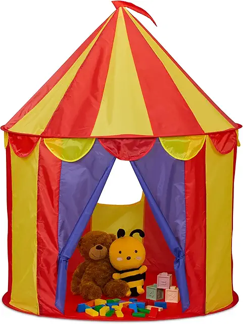 Relaxdays Zirkus-Spielzelt für Kinder, faltbar, bunt, 125x95 cm