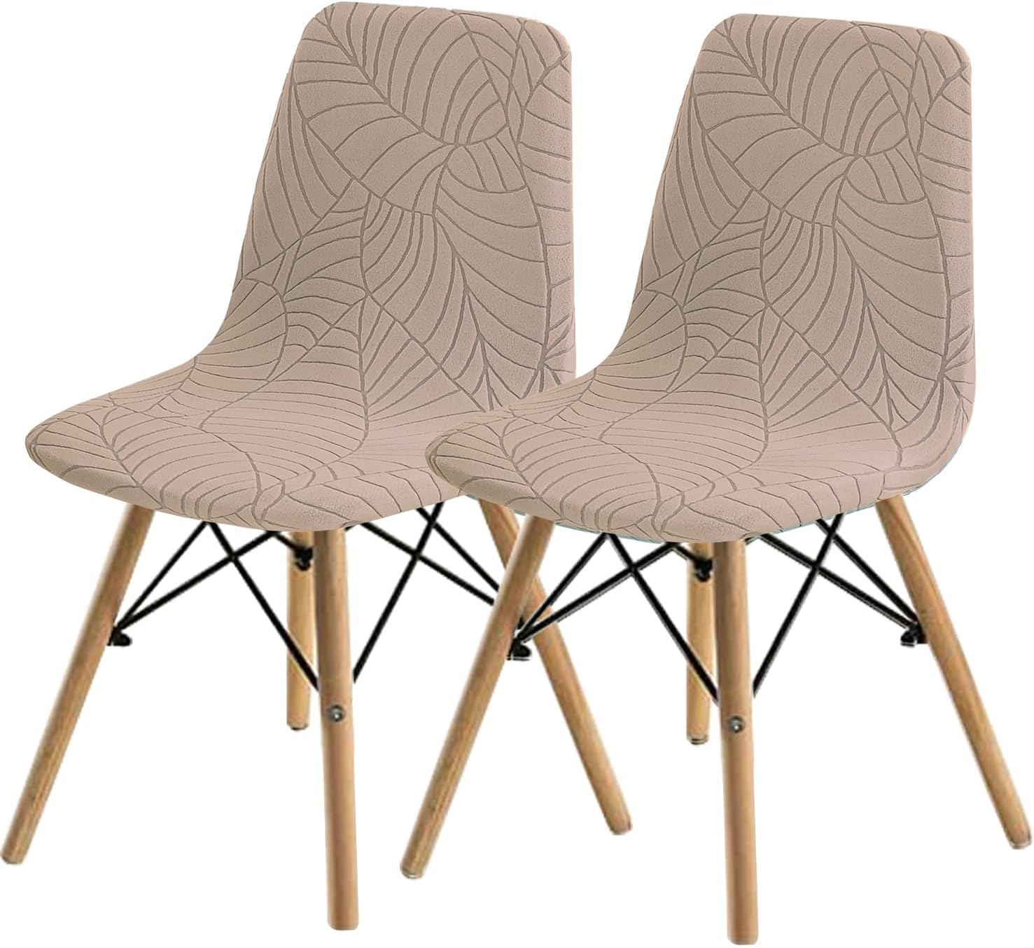 Dining Room Chair Covers, Pack of 2/4/6, Mid Century and Modern Stylish Slip Covers, Padded Accent Covers (Khaki 1, 2 Pieces)