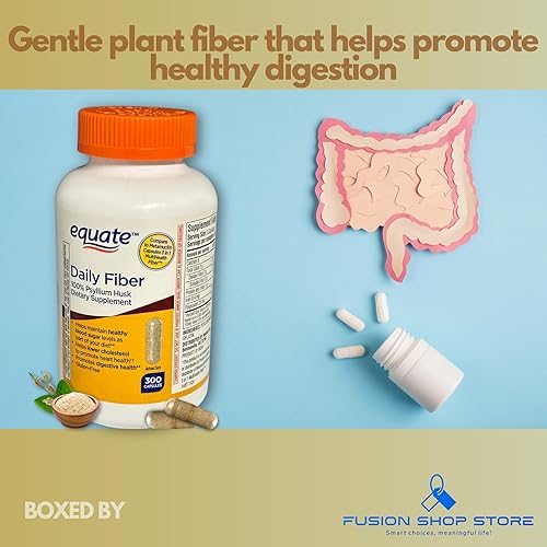 Miniatura 2 de Fusion Shop Store - Cápsulas de cáscara de psyllium de fibra diaria, 300 unidades (paquete de 1), en caja