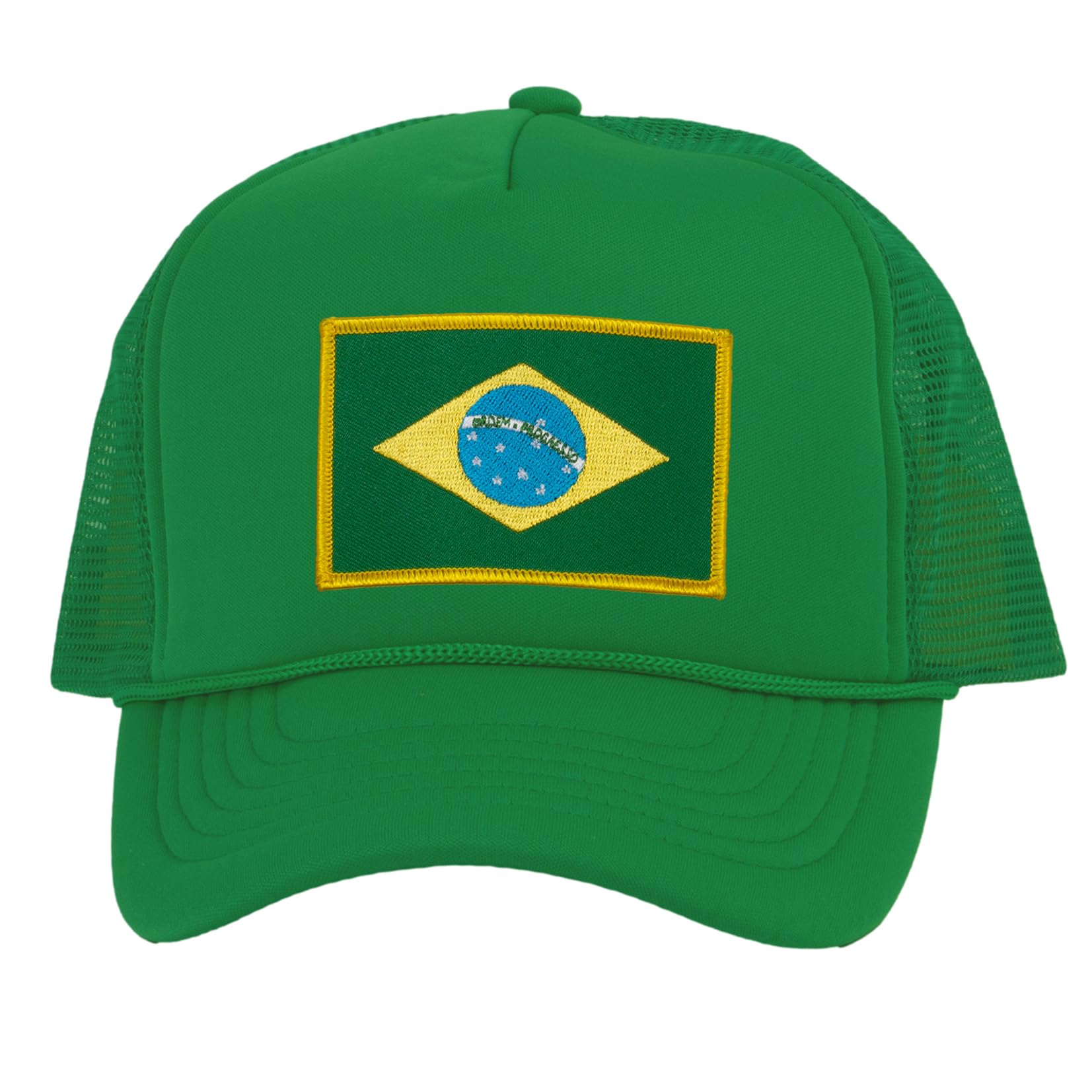 TOP HEADWEAR Country Brazil Flag Hat - Brazilian Patriotic Trucker Cap Kelly Green