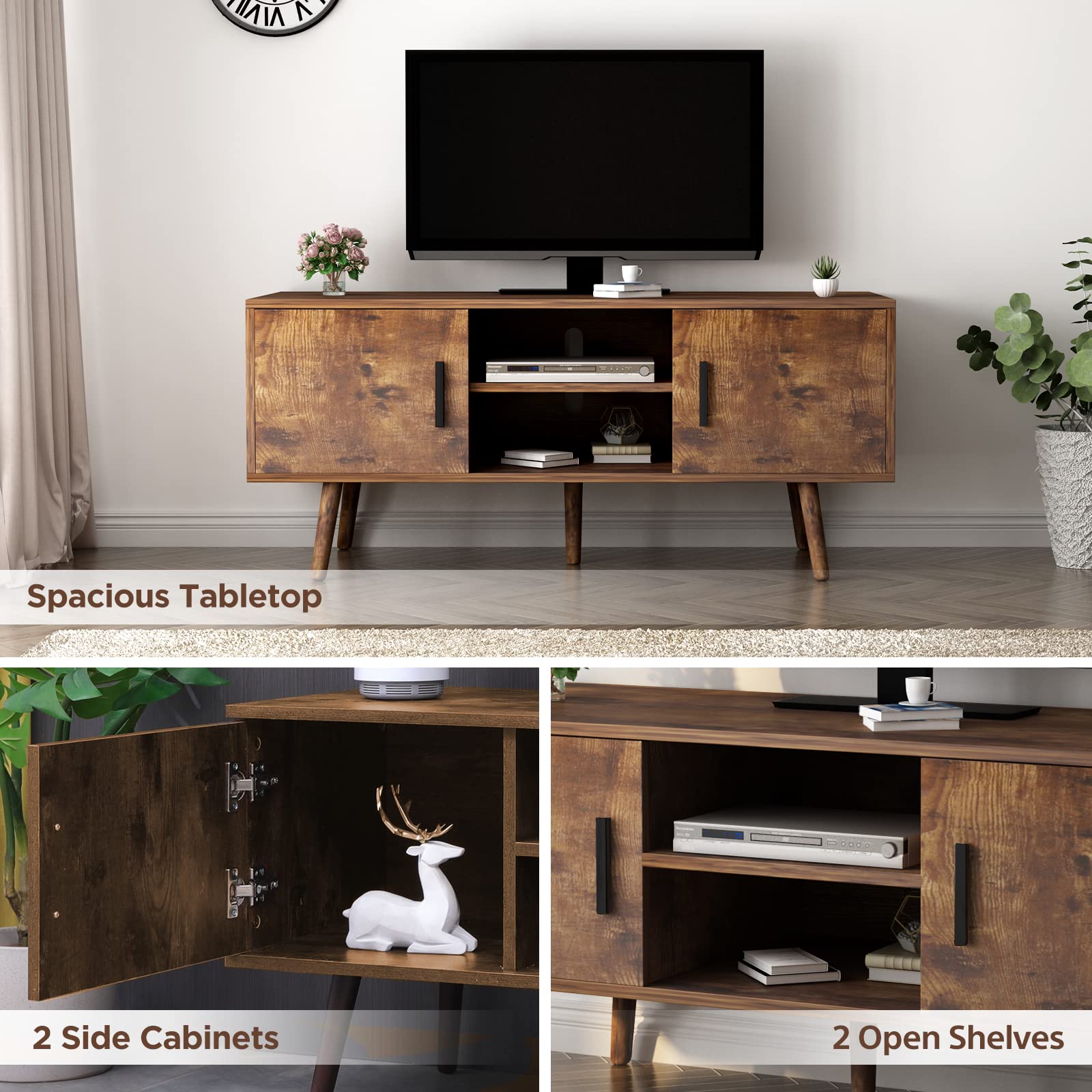 Modern TV Stand for 50 inch TV, MidCentury Modern TV Stand with