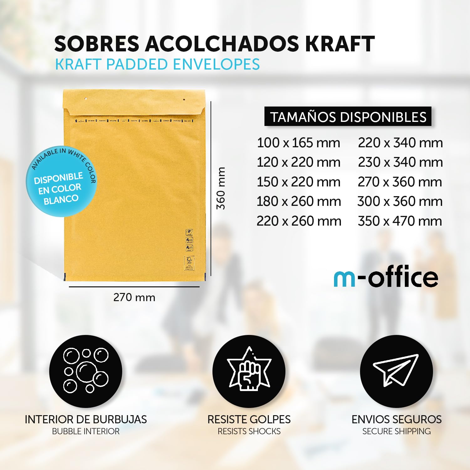 m-office 20 x Bubble Envelopes Bubble Envelopes White Bubbles Mailing Bags Assorted Sizes Bubble Envelopes 270x360mm - Image 2