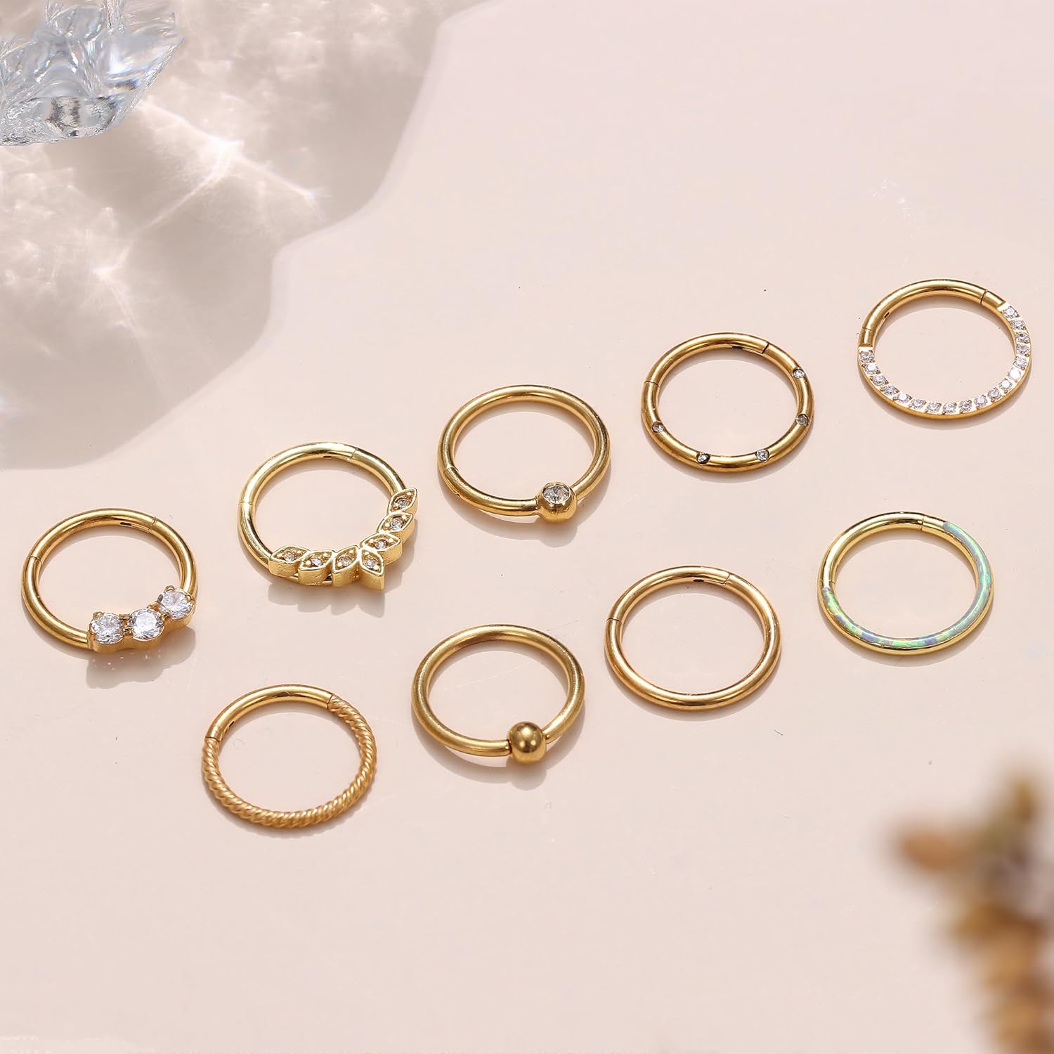 YADOCA Septum Nose Rings for Women Men - Gold Septum Rings 16G 18G Nose Ring Hoops Hypoallergic Surgical Steel Cartilage Earrings Helix Lip Conch Tragus Daith Piercing Jewelry Tone 8mm 10mm - Image 7