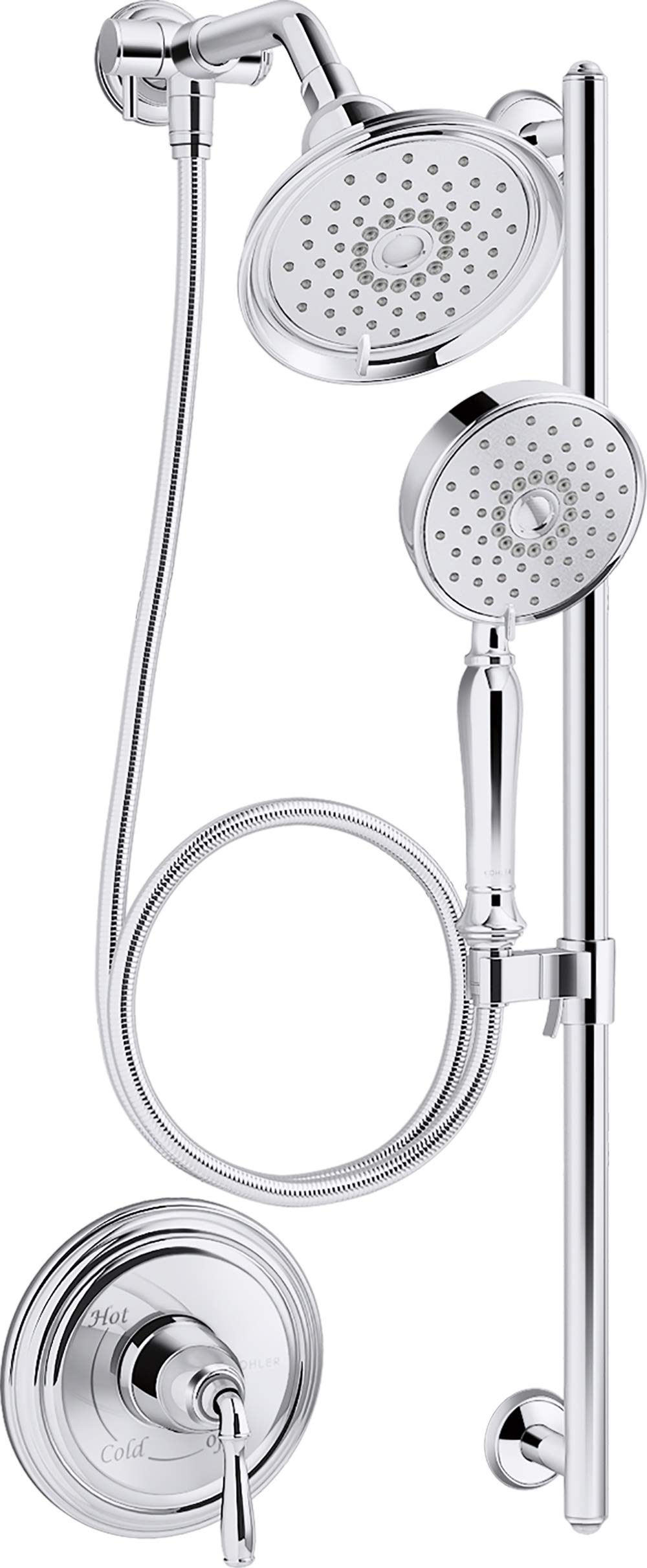 Kohler Bancroft Duschkopf – 3 Sprühfunktionen, Poliertes Chrom, Wassersparend