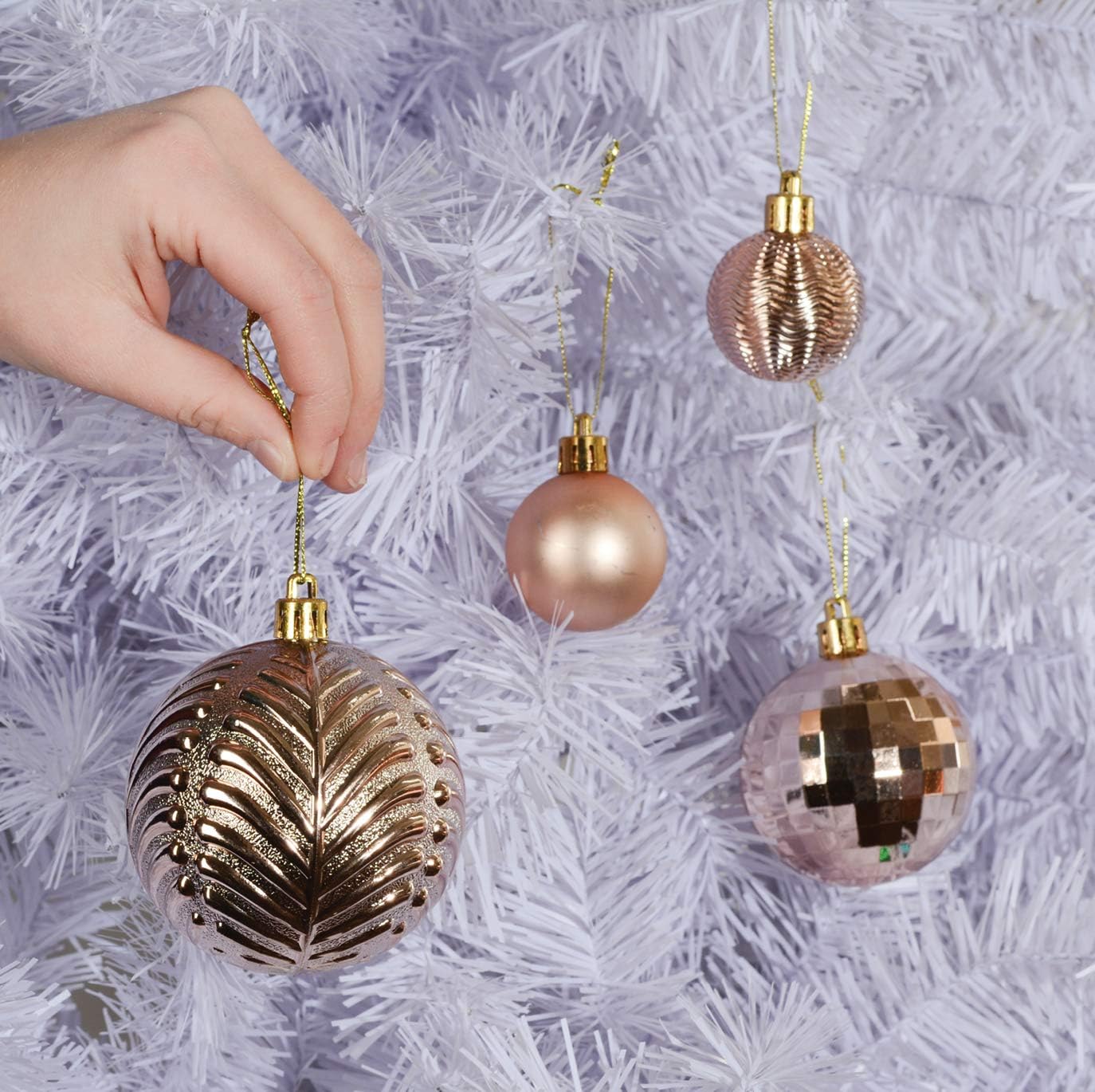 Prextex Rose Gold 36-Piece Shatterproof Christmas Ball Ornament The Perfect Glitter Balls - Image 4