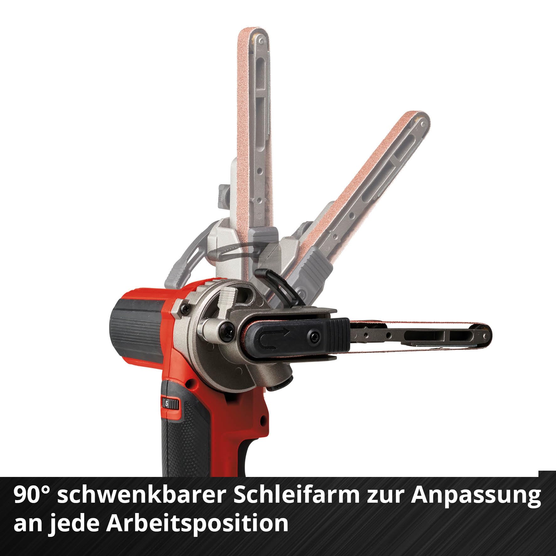 Einhell Akku-Bandfeile TE-BF 18 Li-Solo Power X-Change (18 V, Geschwindigkeit bis 1.700 m/min, 2x Schleifarme 9 mm und 13 mm, inkl. 12x Schleifbänder, ohne Akku)