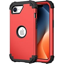 iPhone 16e/SE 2025/SE 4 Case, Asuwish Hard Cover Shockproof Soft Silicone Bumper Hybrid Three Layer Heavy Duty Grip Rugged Protective Cell for iPhone16e i16e 16e SE4 4th Gen 16eCase Red