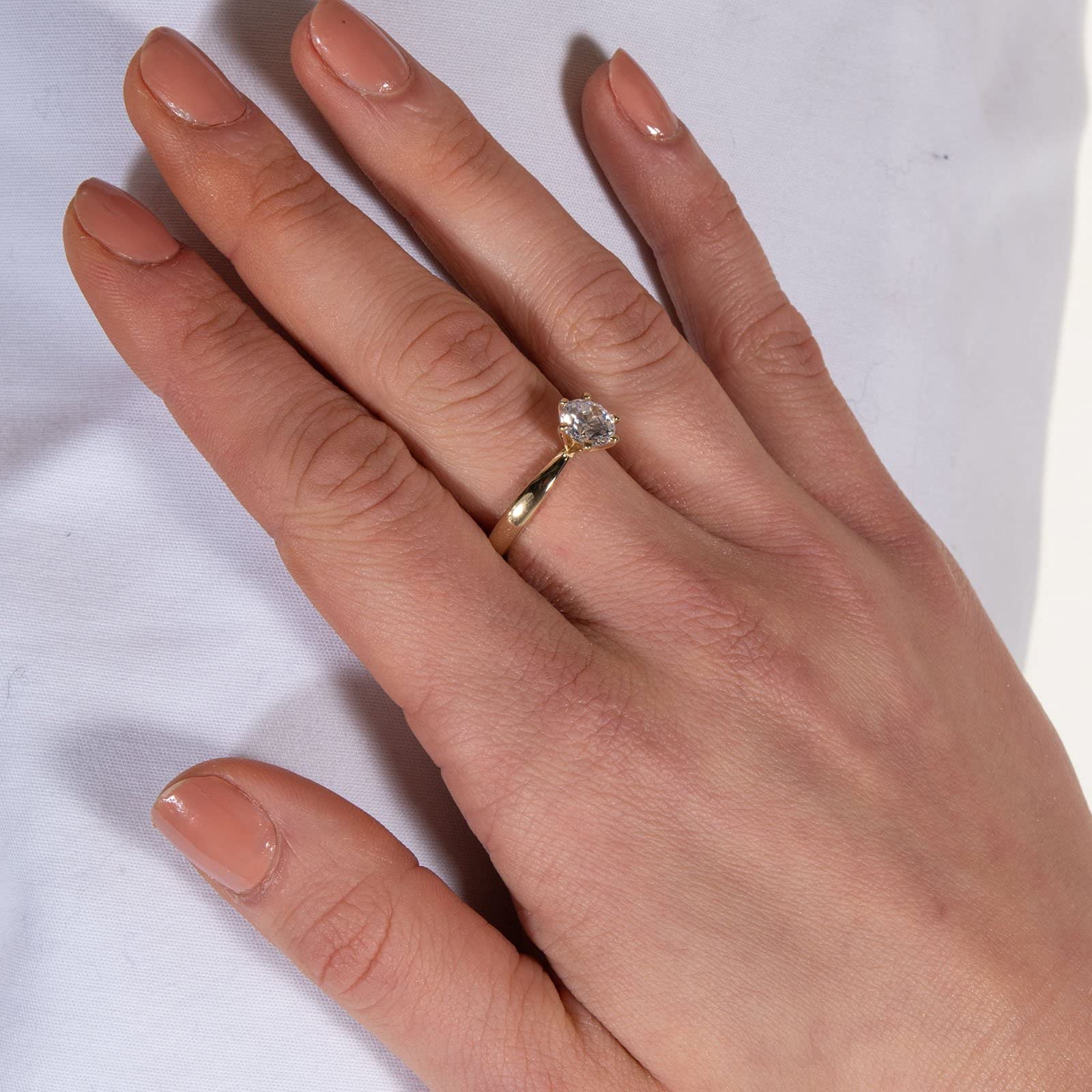 Solitärring für Damen aus 18 Karat vergoldetem 925er Silber mit Zirkonia