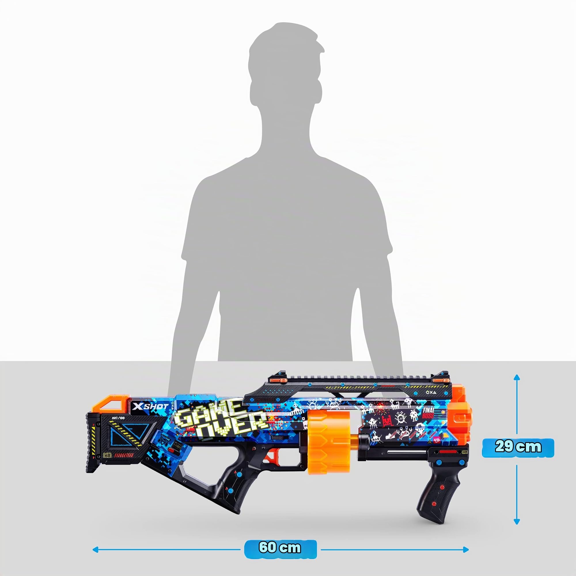 XShot Skins Last Stand, Game Over, Foam Dart Blaster (16 Darts) Air Pocket Dart Technology, Major Brand Compatible, Toy Foam Dart Blaster for Kids, Teens, Adults, Frustration Free Packaging